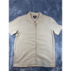 NWOT Volcom Brown Mens Tan Short Sleeve Button Up Camp Shirt M-M